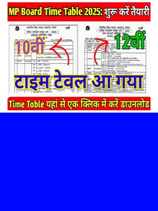 MPBSE 10th 12th Time Table 2025