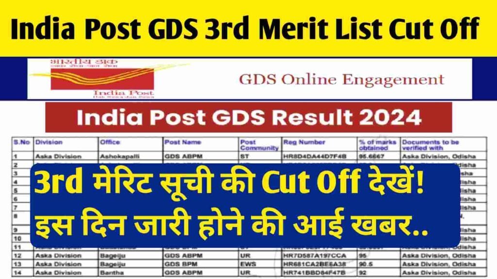 India Post GDS 3rd Merit List Cut Off