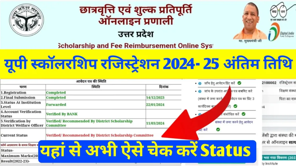 UP Scholarship Registration 2024-25 Last Date